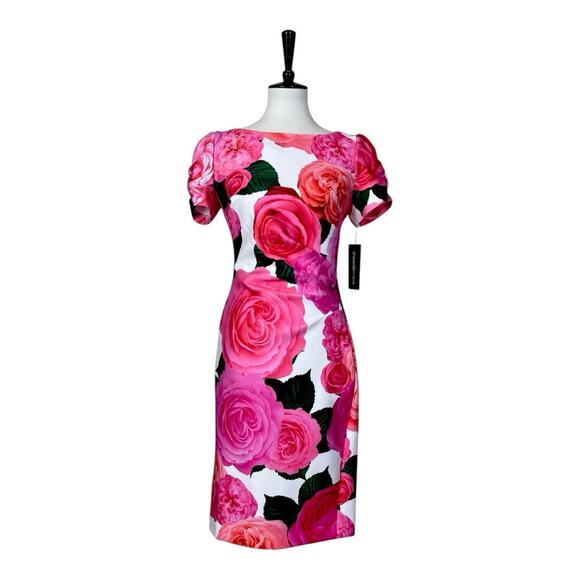 Karl Lagerfeld New Dress Sheath Short Sleeve Scuba Pink Floral Women’s Size 6 - Picture 14 of 14